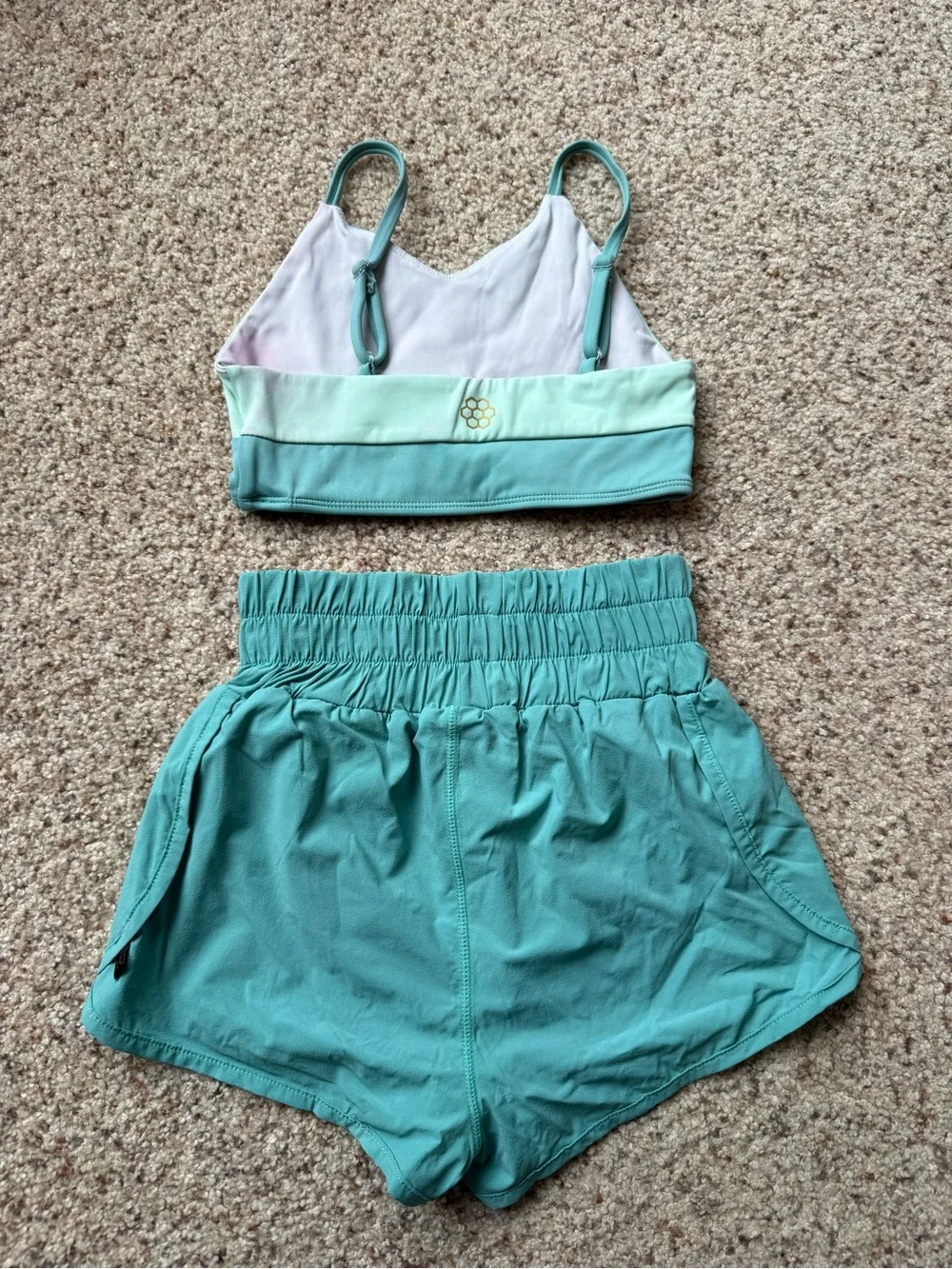 Honeycut Girls' Teal Colorblock Set with Mint and Lilac Accents